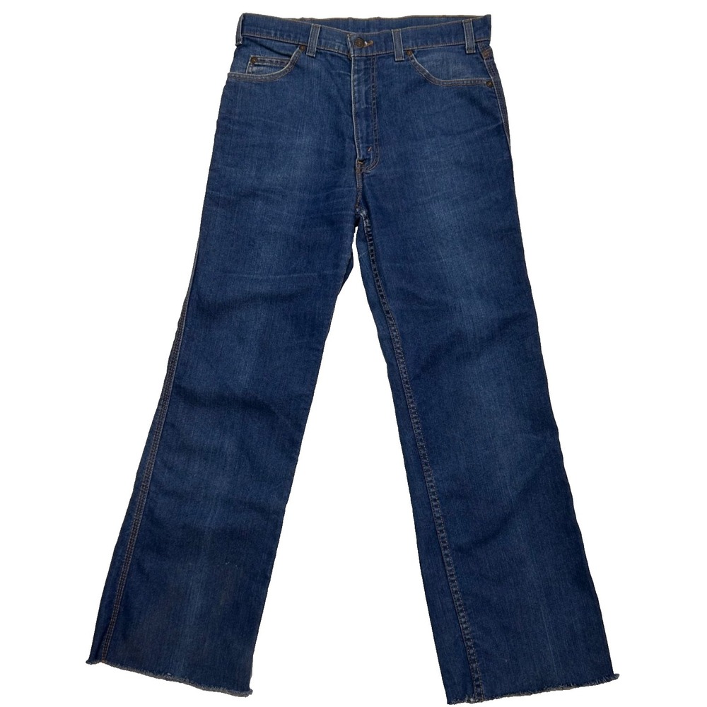 Vtg Levis Jeans Mens Straight Flare Movin On 32X29 Blue Orange Tab 70s USA Denim